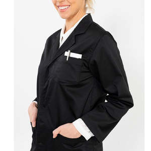 Custom Logo Black Women Lab <b>Coat</b> Uniform Hospital <b>Dress</b> Scrub Set Doctors <b>Men</b> Long <b>Coats</b> in Black Color Lab <b>Coat</b> Wholesale 2025 - Product Image 2