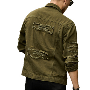 Chaqueta vaquera resistente verde algodón 100% para hombre, diseño Vintage en blanco, estilo deportivo transpirable, estilos personalizables, piel de vaca - Product Image 3