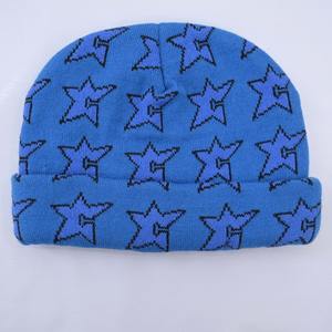 Gorro cálido de punto de invierno de ganchillo personalizado al por mayor, gorro de lana de poliéster de gran tamaño con logotipo personalizado Unisex de color de contraste sólido - Product Image 3