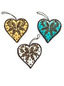 <b>Vintage</b> Luxury Handmade Silver Beaded Heart <b>Ornament</b> Embroidered Christmas Tree Hanging Decoration Elegant Hanging Bells in 2025 - Product Image 3