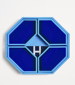 Nouveau Design Hexagone Bleu Laque Plateau De Service Avec Poignée Peint À La Main Brillant Plateau Décoratif Pour Cadeau & Affichage - Product Image 3