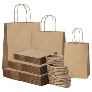 Sacs en papier brun avec poignées, sacs-cadeaux de tailles assorties Sacs en papier kraft en vrac Chaque sacs recyclables pour le travail manuel, sacs à provisions - Product Image 1