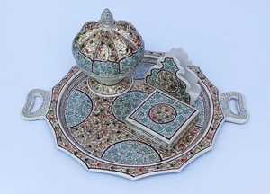 Bandejas maché de papel hechas a medida con intrincados patrones pintados a mano ideales para tiendas de decoración del hogar ideal para reventa - Product Image 4