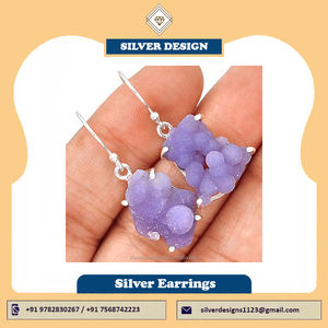 Hermosos pendientes de piedras preciosas de ágata de uva de plata de ley sólida 925, joyería hecha a mano para proveedor mayorista, joyería ODM OEM - Product Image 2