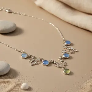 Collar de Moda de Plata 925 con Gema de Calcedonia para Mujer - Product Image 2