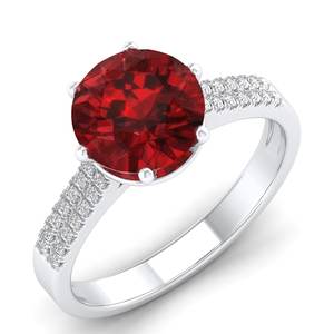 Anillos de Plata de Ley 925 Hechos a Medida por REYES, con Moissanita Certificada por GRA, Joyería Fina, Corte Redondo, 2.75 Quilates, Piedra Preciosa de Granate para Mujer - Product Image 2