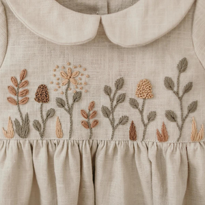 Robe en lin doux brodée à la main pour bébés filles, style décontracté pour le premier anniversaire des tout-petits, fabrication OEM au Vietnam - Product Image 2