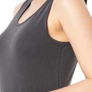 Camiseta sin mangas para mujer 2025 personalizada de algodón Spandex acanalado en blanco colores sólidos informal ropa deportiva Diaria color gris - Product Image 4