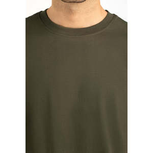T-shirt personnalisé pour homme, 100% coton, col rond, manches courtes, coupe classique, vert olive uni, respirant, tissu 320g, impression numérique - Product Image 2