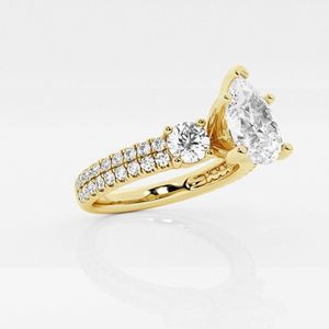 แหวนหมั้นสำหรับผู้หญิงหินสามชิ้นตัดจากลูกแพร์ - Product Image 6