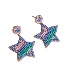 ความฝันของเกลียว: ต่างหูหลากสีออกแบบสไตล์ศิลปิน: ต่างหูปักด้วยมือหลากสีรุ้งหมุน: หลากสี - Product Image 1