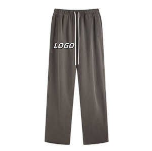 Casual Baggy Plain Unisex Jogger Pant Streetwear de gran tamaño French Terry pierna ancha peso pesado 100% pantalones de chándal de algodón para hombres - Product Image 2
