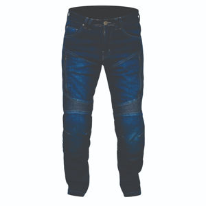 Pantalones vaqueros de moto transpirables para hombre azul oscuro con paneles de rodilla y muslo reforzados para protección - Product Image 3