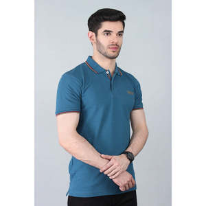 Polo de Algodón Azul LOGAN para Hombre con Logotipo Personalizado, Corte Ajustado, Logotipo Bordado de Alta Calidad, Transpirable, Diseño Sólido, Talla XL - Product Image 2