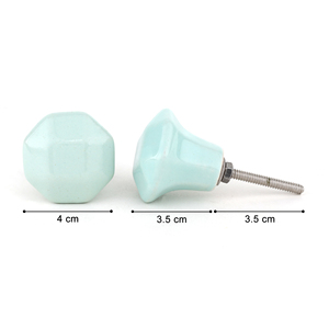 Shubham ลูกบิดเซรามิกหกเหลี่ยมสีเขียวมิ้นท์ตกแต่งลิ้นชักดึงสำหรับตู้และเฟอร์นิเจอร์ | การออกแบบทางเรขาคณิตที่ทันสมัย - Product Image 4