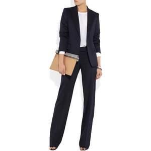 Ensemble deux pièces pour femmes-Blazers à manches longues et poches à un bouton-Ensembles pantalons droits simples - Product Image 3
