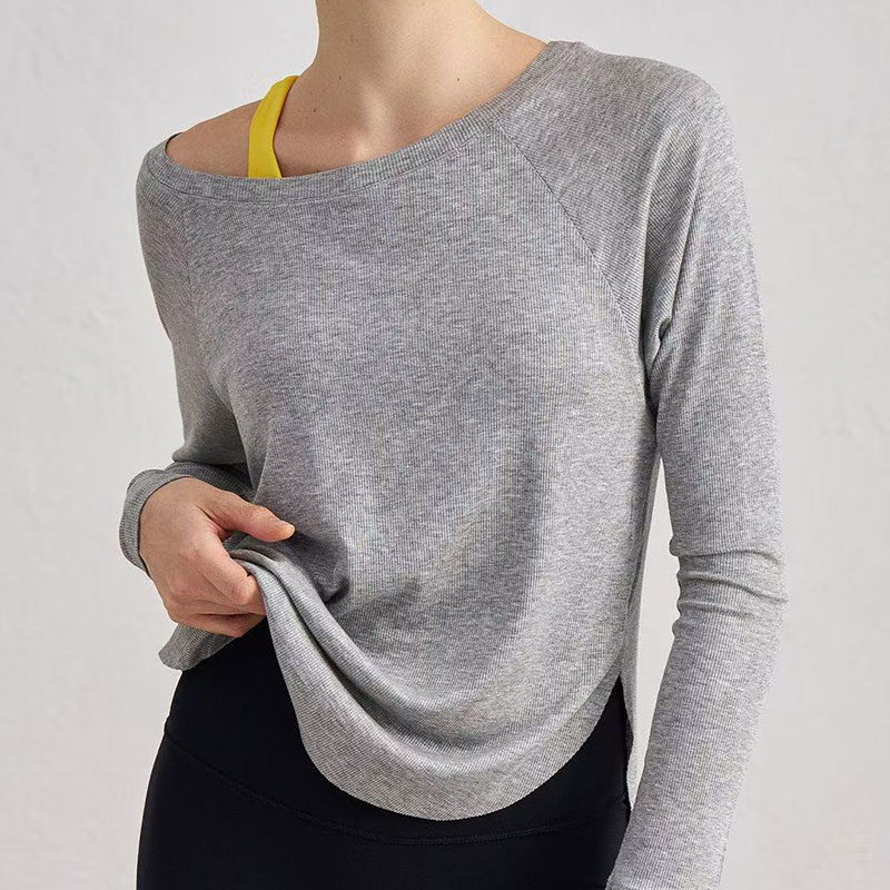 Women's Yoga Top Off-the-Shoulder Long Sleeve Breathable Modal Sports Shirt Casual Activewear Workout Custom OEM Factory