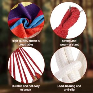 Бюджетный портативный походный гамак из плотной ткани, одноместный, с защитой от опрокидывания, для активного отдыха на природе - Product Image 5