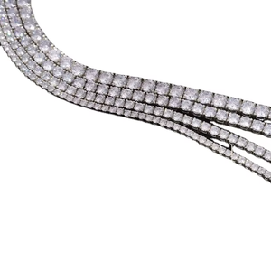 6mm 22inch Moissanite Diamond <b>Tennis</b> Chain <b>Necklace</b> <b>Gold</b> Plated Unisex 925 Sterling Silver Hip Hop Fashion Jewelry - Product Image 1