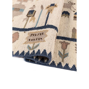 Bedouin Ivory Flat Weaves Wool <b>Rug</b> Handmade Geometric Braided Rectangle for Home for Living Room or Bedroom-ADWL-23013 - Product Image 2