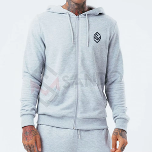 Survêtement chauffant gris pour hommes avec logo personnalisé Streetwear confortable, respirant et léger Option grande taille au meilleur prix - Product Image 1