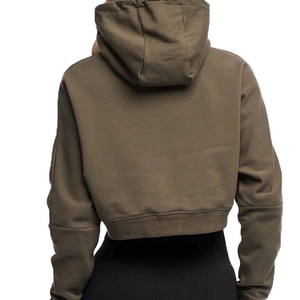 เสื้อฮู้ดครอปสำหรับผู้หญิงขายดี ใส่สบายสำหรับออกกำลังกายในฤดูใบไม้ร่วง  แบบสวมหัว  โลโก้สั่งทำได้  ทรงหลวมไหล่ตก สไตล์ลำลอง - Product Image 4