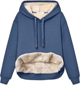 Womens Casual Winter Warm Fleece <b>Sherpa</b> Lined Pullover Hooded embroidery <b>hoodies</b> women Sweatshirt washed clothing - Product Image 6