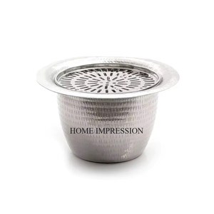 Dallah เครื่องทำอุ่นหม้อชาสีเงินเคลือบเงารูปทรงกลมทำจากโลหะ - Product Image 4