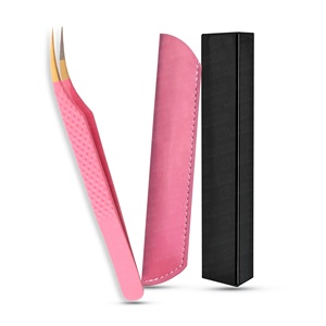 แหนบต่อขนตาปลอมสเตนเลสสตีลคุณภาพสูงปลายแหลมปลายแหลมจับเพชร - Product Image 4