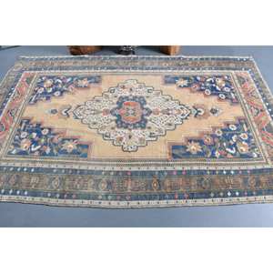 พรมปูพื้นขนาดใหญ่สไตล์วินเทจสีเบจโบราณขนาด5x8ฟุตสไตล์คลาสสิกสำหรับโถงทางเดินทรงสี่เหลี่ยมนามธรรมสำหรับ9x12 - Product Image 3