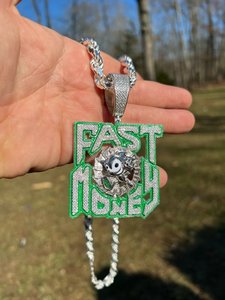 Custom Fast Money Pendant for Men Iced Out Moissanite Hip Hop <b>Jewellery</b> in Gold and Silver Tone - Product Image 2