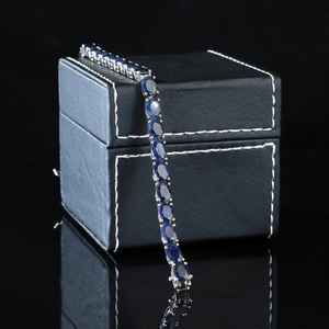 สร้อยข้อมือไพลินรูปไข่29.8ct 925เงินสเตอร์ลิงสร้อยข้อมือเทนนิสแซฟไฟร์ละเอียดอ่อนของขวัญเครื่องประดับสำหรับผู้หญิง - Product Image 5