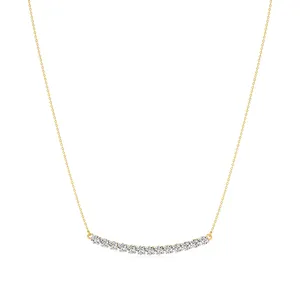 Collar de Barra con Flor Chapado en Rodio Oro Rosa con Diamante de Moissanita de Jade y Perla - Joyería de Compromiso de Oro de 18K de Moda - Product Image 1