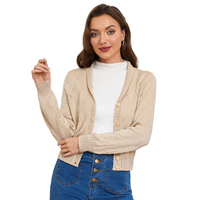 Femmes recadrée à manches longues léger Crochet tricot boutonné personnalisé femmes pull de Noël Cardigan