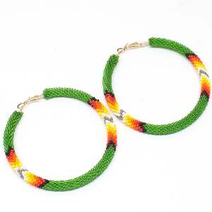 Pendientes de anillo de declaración de cuentas de semillas para ropa de fiesta para uso diario Pendientes elegantes con cuentas de diseño personalizado - Product Image 4