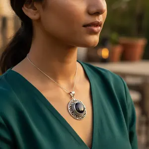 "Platinum Rhodium-Plated Geometric <b>Pendant</b> Necklace for Women-925 Sterling Silver Freshwater <b>Pearl</b> 14K Gold" - Product Image 2