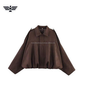 Veste bomber en daim pour femme, nouvelle mode printemps 2025, avec col à revers, manteau vintage à manches longues, vêtements d'extérieur pour femme - Product Image 2