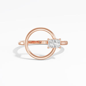 Radiant Cut Lab Grown Diamond Solitaire Anillo de compromiso 0,24 CTW Eclipse Design en 14K 18K Oro amarillo Regalo de cumpleaños - Product Image 6