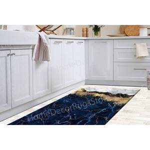 Tapis imprimé marbre bleu marine, design moderne, cadeau pour lui, tapis gobelin - Product Image 5