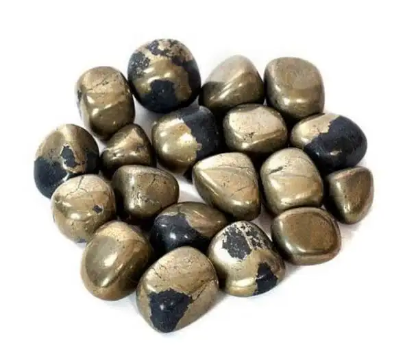 Bulk Factory Sale Natural Golden Pyrite Tumbled Stones Display Polished Hand Carved Healing Tumble Stones For Home Decoration