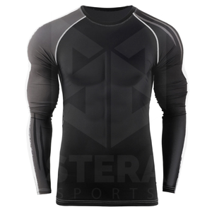 Venta al por mayor de material de alta calidad de manga larga Rash Guard para Hombres Nuevo diseño gimnasio Fitness cuello redondo adultos hombres Rash Guards - Product Image 5