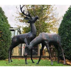 Escultura de Reno grande, decoración navideña para el hogar, renos de bronce, accesorios para exteriores, esculturas decorativas de ciervo de bronce antiguo - Product Image 1