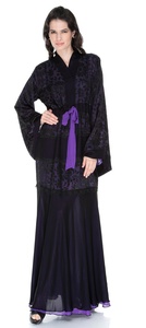 Abaya légère à combinaison noire et violette avec un style époustouflant - Product Image 2