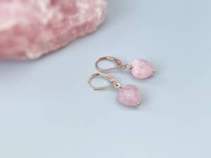 Natural Pink <b>Rose</b> <b>Quartz</b> Heart Cut Gemstone Ethnic Style <b>Jewellery</b> 925 Sterling Silver Dangle Earrings Gift for Women - Product Image 3