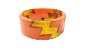 Bracelet tendance en résine orange, motif géométrique jaune mignon, design unique, bracelet unisexe tendance pour femme, idéal pour les fêtes - Product Image 6