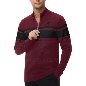 Suéter de cremallera de cuarto de mezcla de algodón de alta calidad personalizado suéter cómodo informal ligero para adultos - Product Image 2