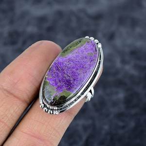 Purpurite 925 Sterling <b>Silver</b> Antique <b>Ring</b> Handmade Bohemian Oval Shape Gemstone Bezel Setting Wedding Anniversary <b>Ring</b> for <b>Men</b> - Product Image 3