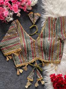 Vente chaude Belle Dressing Fancy Outfit Heavy Fox Georgette Blouse Avec Multy Sequence Work Fournisseur et exportateur indiens - Product Image 5