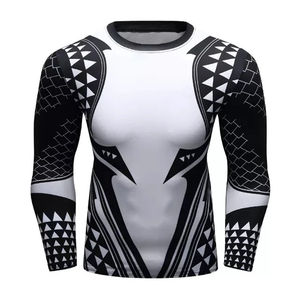 Alta calidad compresión MMA Rash Guard manga larga personalizado impreso sublimación transpirable Spandex UPF 50 tela ropa deportiva - Product Image 3