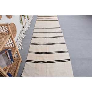 Alfombra Turca de 3x13 pies, Alfombra Kilim, Alfombra Beige del Suroeste, de Lana - Product Image 1